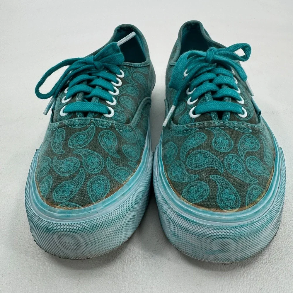 Vans Off the Wall Sneakers UNISEX Green Paisley Lace Up Shoes SIZE M8 W9.5